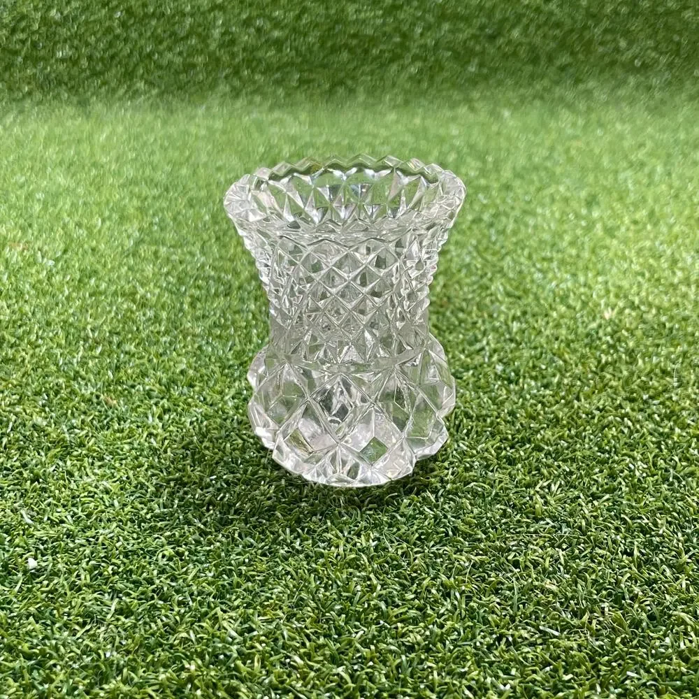 Vintage Small Cut Crystal Miniature Toothpick Holder Pineapple Shape Bud Vase